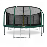 Батут премиум ARLAND 14FT с внутренней страховочной сеткой и лестницей (Dark green)